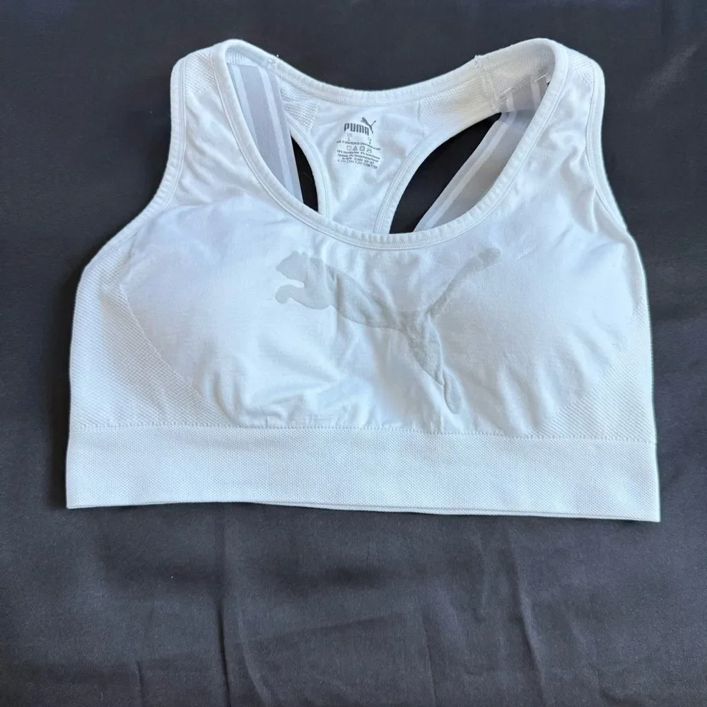 Puma Women's Classic White Sports Bra‎ Large